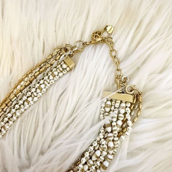 STELLA & DOT Multi Strand Layered Sullivan Necklace White Gold Silver Statement - Picture 7 of 7